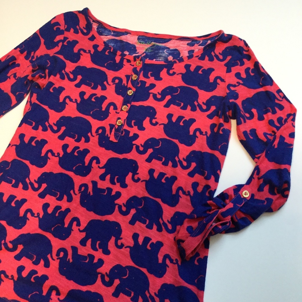 Lilly Pulitzer Pink/Blue Elephant Shirt